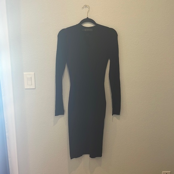 Versace Dresses Nwt Versace Black Knitted Long Sleeve Midi Dress